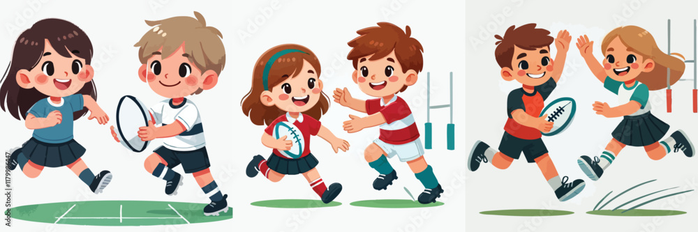 Vector of children doing various sports activities Vector of children doing various sports activities