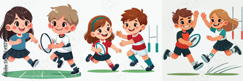 Vector of children doing various sports activities