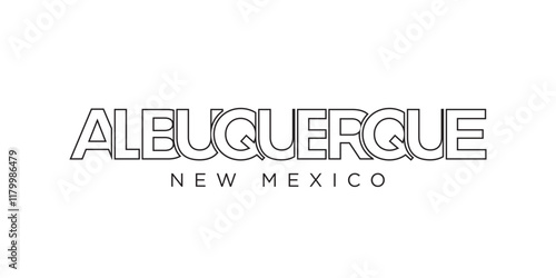 Albuquerque, New Mexico, USA typography slogan design. America logo with graphic city lettering for print and web.