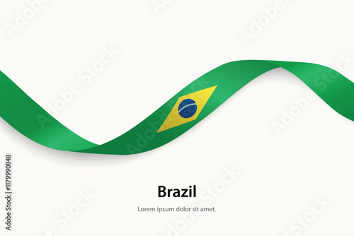 Brazil flag on Waving ribbon