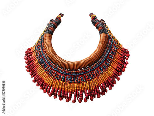 Ethnographic Tribal Necklace with Colorful Beads and Design photo