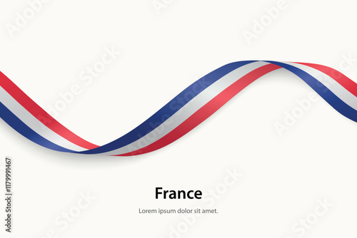 France flag on Waving ribbon