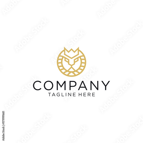 logo design with a modern lion head icon