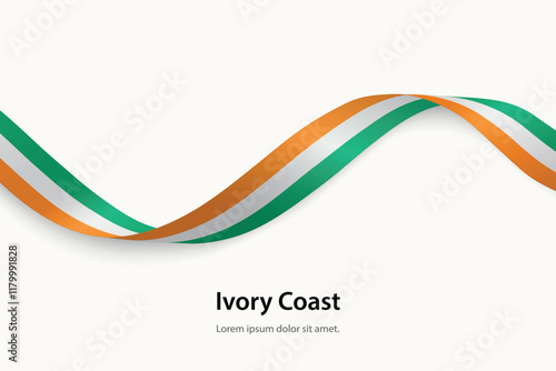 Ivory Coast flag on Waving ribbon