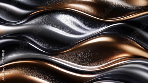 Metallic black and gold abstract wave pattern