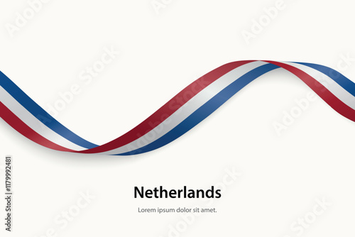 Netherlands flag on Waving ribbon