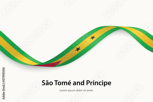 Sao Tome and Principe flag on Waving ribbon