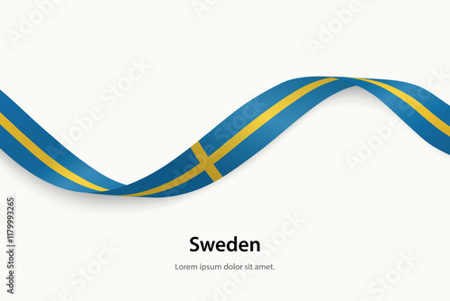 Obraz na płótnie Sweden flag on Waving ribbon w salonie
