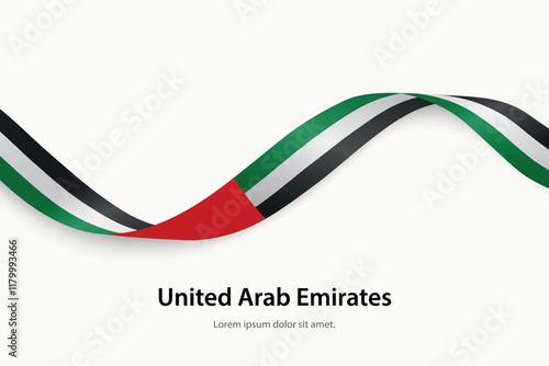 United Arab Emirates flag on Waving ribbon