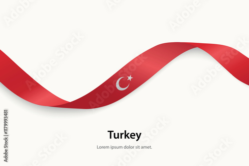 Turkey flag on Waving ribbon