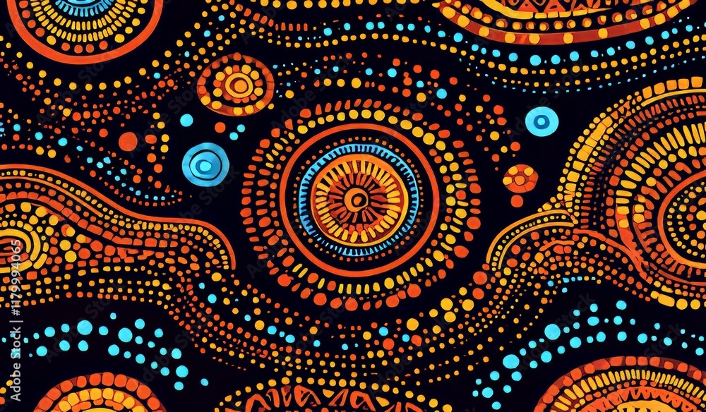 An illustration in the aboriginal style of dot painting depictingA dot painting in aboriginal style illustratingA depiction through aboriginal dot painting styleAn illustration using the traditional An illustration in the aboriginal style of dot painting depictingA dot painting in aboriginal style illustratingA depiction through aboriginal dot painting styleAn illustration using the traditional