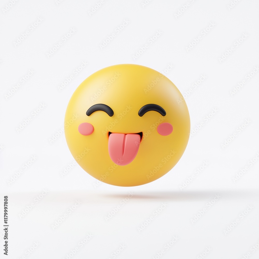 Fototapeta premium Winking Face Emoji With Tongue Sticking Out in 3D Design