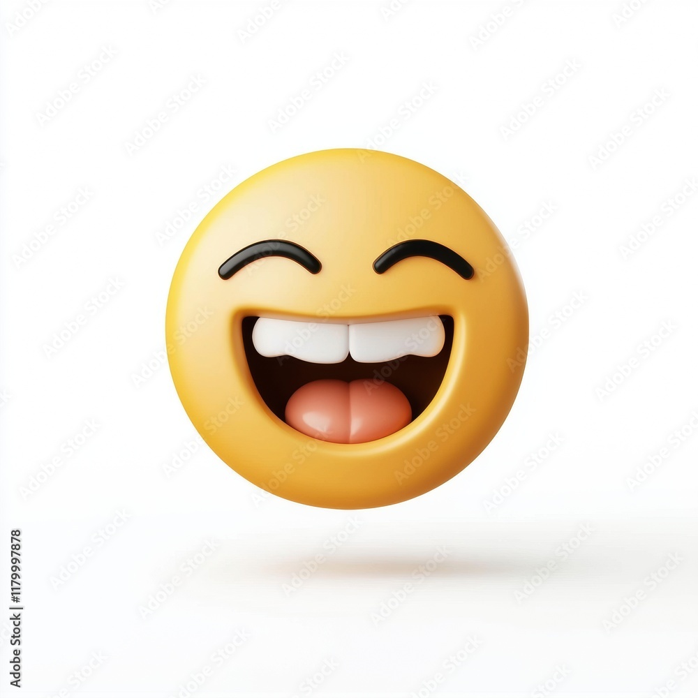 Fototapeta premium Grinning Face Emoji with Tightly Closed Eyes in 3D Design