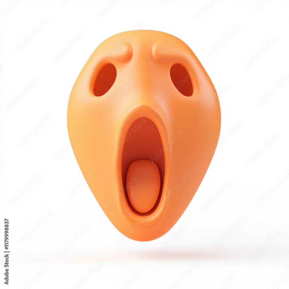 Fototapeta premium Surprised Face Icon in 3D Illustration with Exaggerated Features