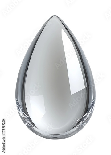 Teardrop-shaped water droplet clear reflection digital minimalist design close-up view high fidelity isolated on transparent background png photo