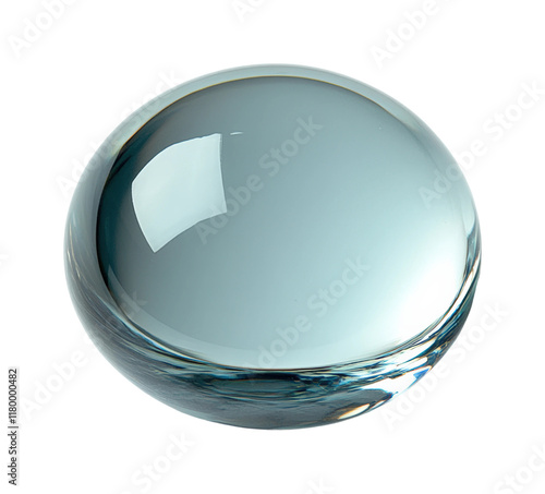 Large water droplet reflecting clarity on a smooth surface nature bright environment close-up perspective isolated on transparent background png photo