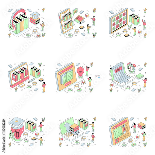 Set of Travel Isometric Illustrations 

