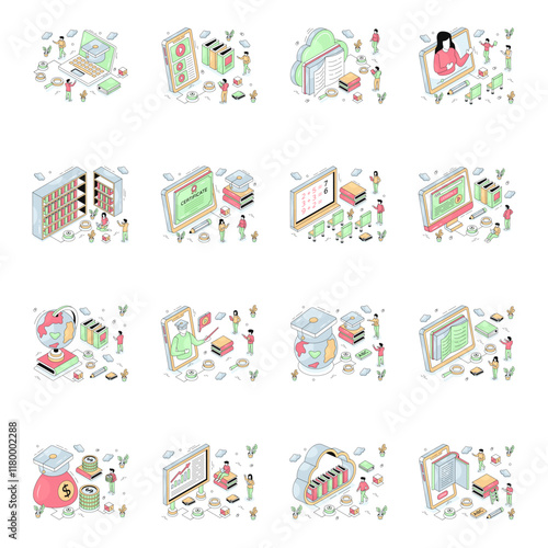 Set of Travel Isometric Illustrations 

