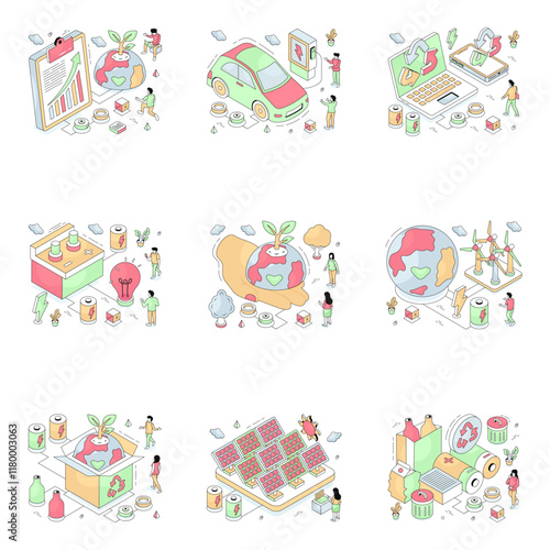 Set of Travel Isometric Illustrations 

