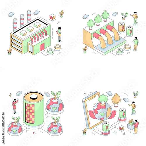Set of Travel Isometric Illustrations 


