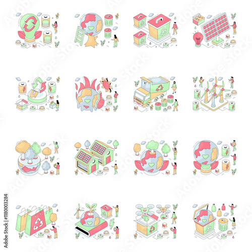 Set of Travel Isometric Illustrations 

