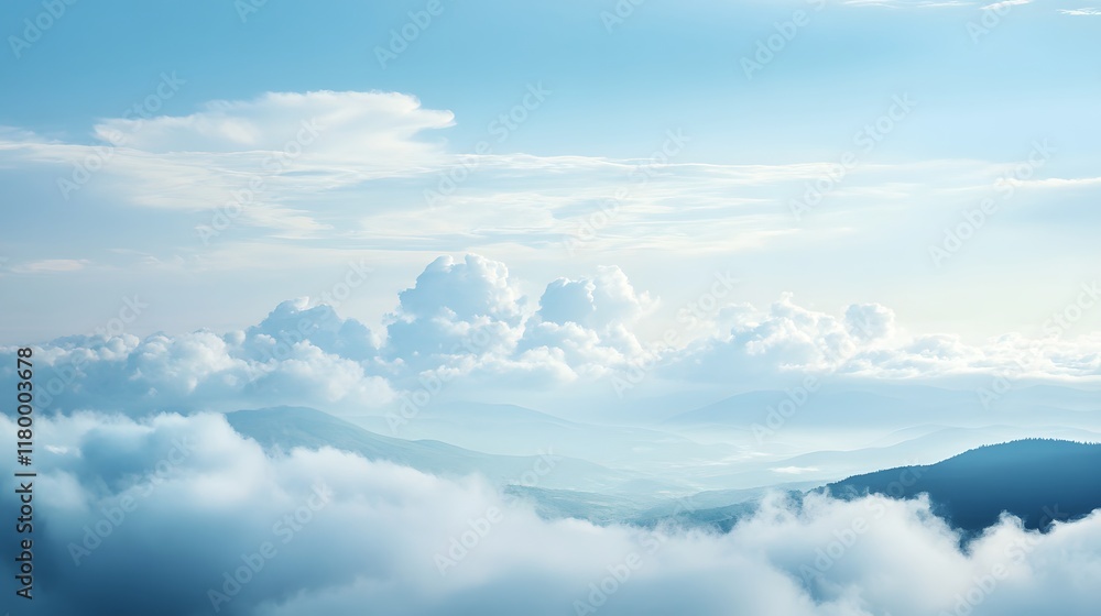 Serene Mountain Landscape Enveloped in Cloudscape Serene Mountain Landscape Enveloped in Cloudscape