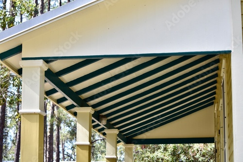painted green rafters on porch awning