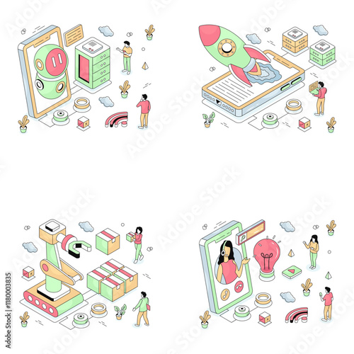 Set of Travel Isometric Illustrations 

