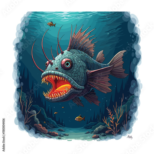 Ocean fish vector illustration. Vector illustration tropical fish on white background