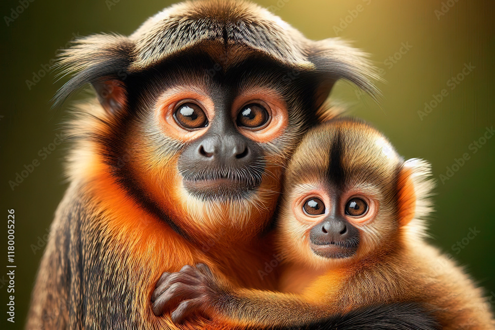 Obraz premium mono con su cria