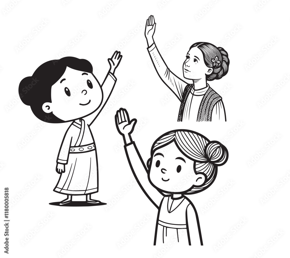 Black and white one line art icon drawing a small top lady palm with white background Black and white one line art icon drawing a small top lady palm with white background