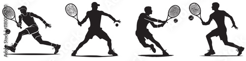 Continuous silhouette collection of various sports athlete activities