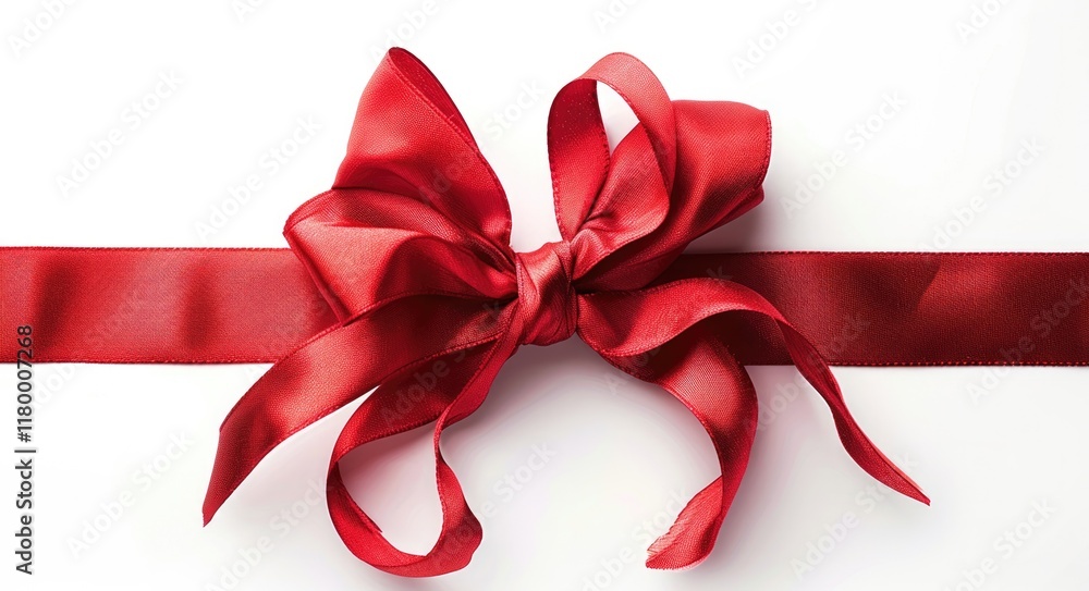 Vibrant Red Bow: Festive Ribbon for Gift, Holiday, Celebration Vibrant Red Bow: Festive Ribbon for Gift, Holiday, Celebration