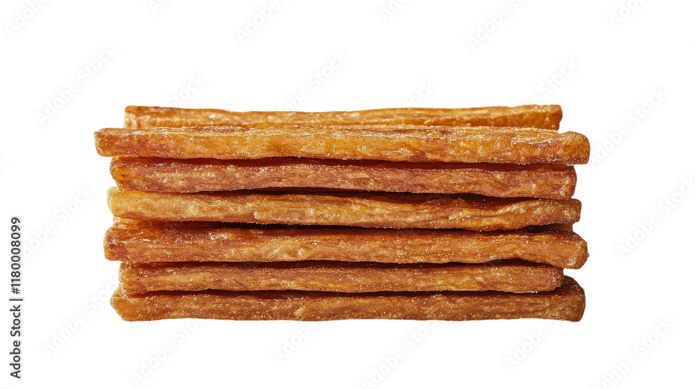 Deliciously crunchy and golden-brown dog treats stacked artfully on a clean white background Deliciously crunchy and golden-brown dog treats stacked artfully on a clean white background