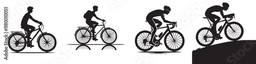 Continuous silhouette collection of various sports athlete activities