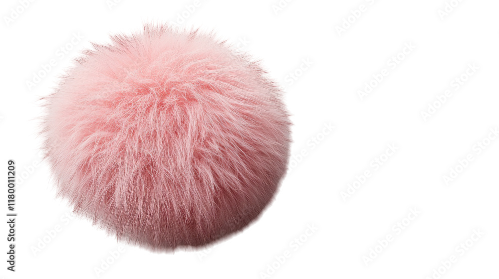 Soft pink pom-pom resting on a white background, capturing the essence of playful whimsy Soft pink pom-pom resting on a white background, capturing the essence of playful whimsy