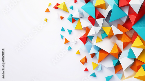 Digital white wall and 3d colorful background.