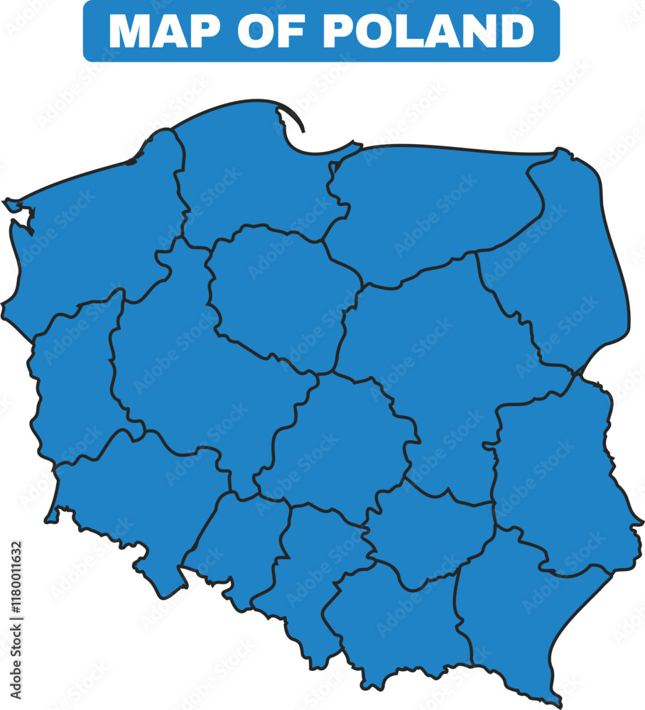 Blue Poland country map border outline vector Blue Poland country map border outline vector