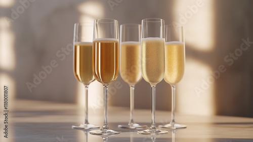 Holiday elegant glasses of champagne or cocktail, holiday drinks on blurred background. photo