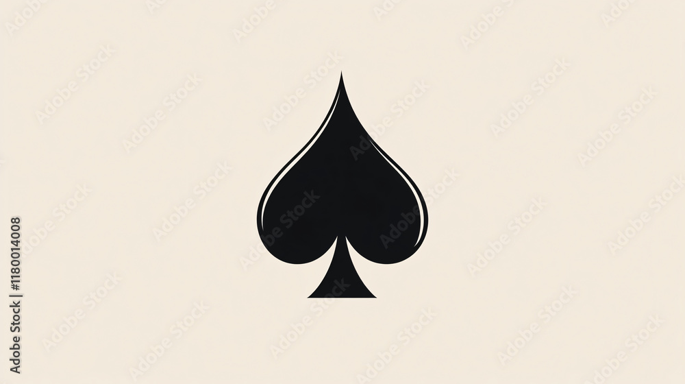 A black spade symbol centered on a beige background creating a minimalist and elegant playing card design
A black spade symbol centered on a beige background creating a minimalist and elegant playing card design