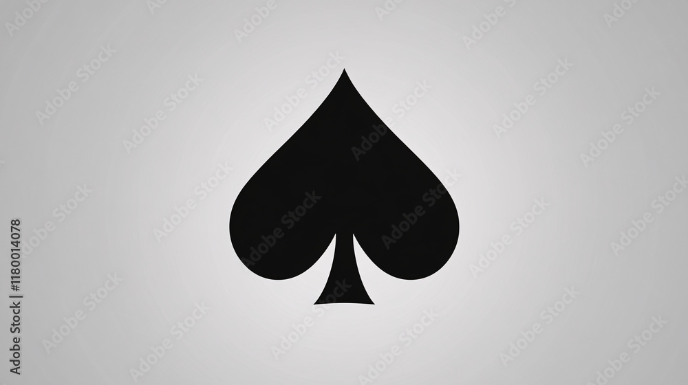A black spade symbol centered on a soft gray gradient background representing a classic and minimalist playing card design
A black spade symbol centered on a soft gray gradient background representing a classic and minimalist playing card design