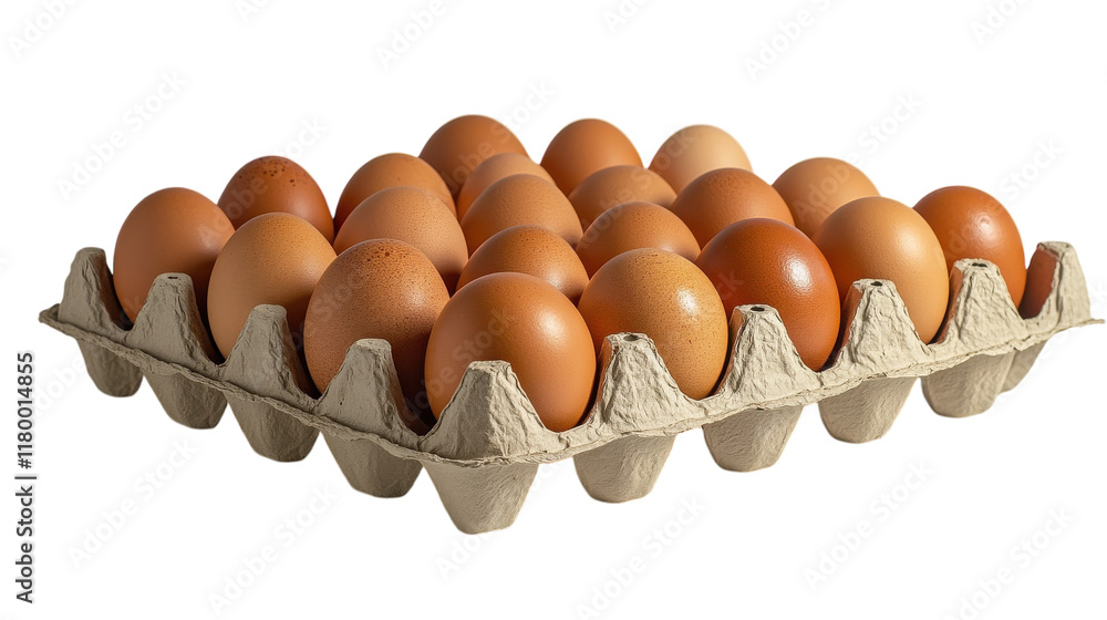 A vibrant collection of fresh brown eggs neatly arranged in a carton ready for cooking or baking