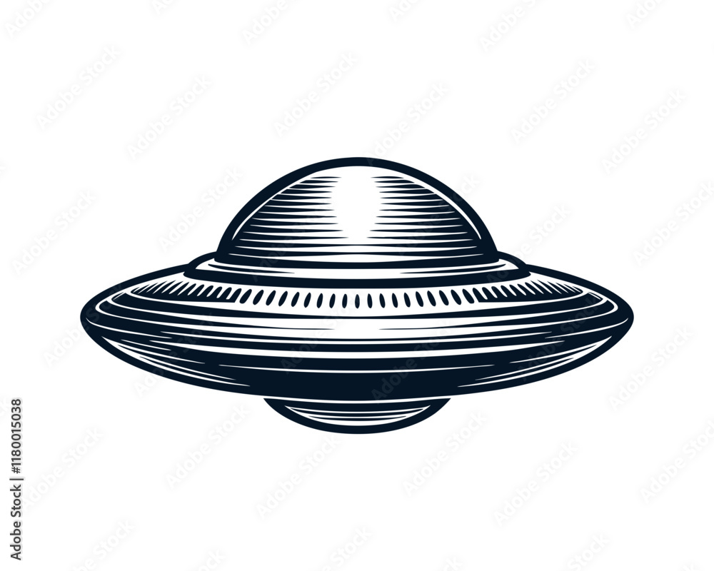 Classic saucer-shaped ufo icon . Clipart image isolated on white background Classic saucer-shaped ufo icon . Clipart image isolated on white background