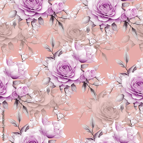  watercolor seamless pattern with pink roses and peony flowers. hand painted floral illustration. design for wedding invitation, card, greeting card, print,