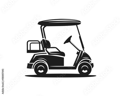  Golf cart silhouette with simple outline. Clipart image isolated on white background 