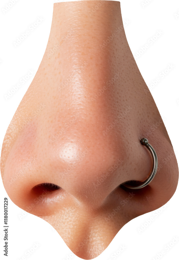 Fototapeta premium human nose and nostril, face part, skin and anatomy, isolated transparent png