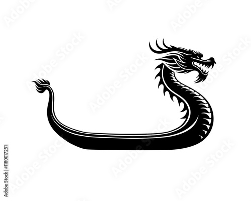 Dragon boat silhouette icon. Clipart image isolated on white background 