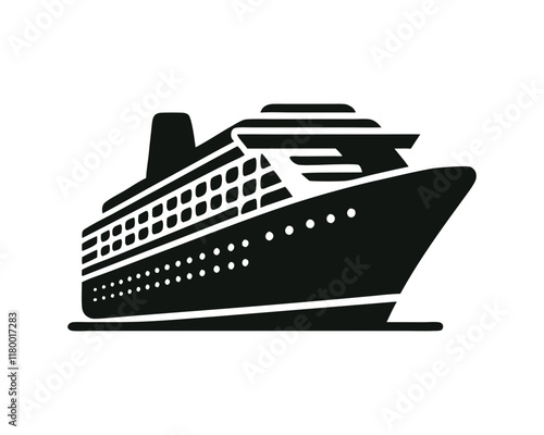  Cruise boat silhouette symbol. Clipart image isolated on white background 