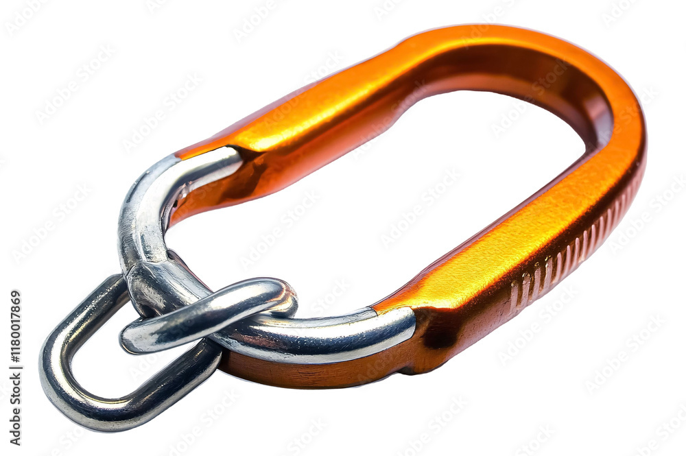 Secure Carabiner Clip for Outdoor Use Isolated on White Background Secure Carabiner Clip for Outdoor Use Isolated on White Background