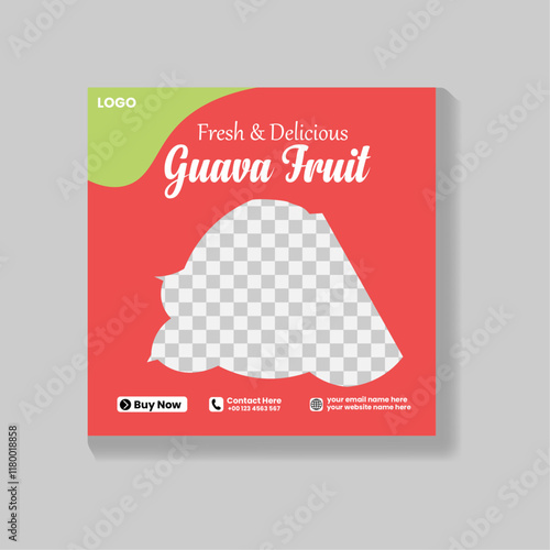 Modern and elegant healthy food social media post design. Delicious guava social media post template.